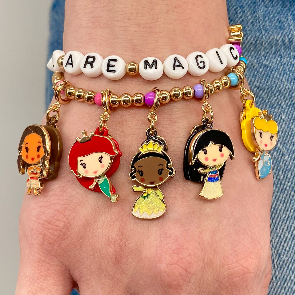 Gold Disney Princess Stretch Bead Bracelet Set